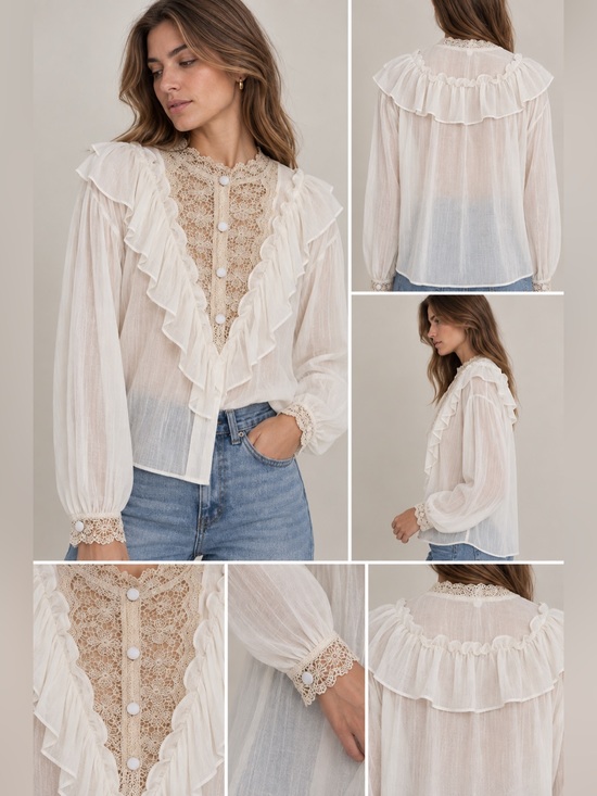Zara Tops - Zara Lace Detail Blouse - Nwt